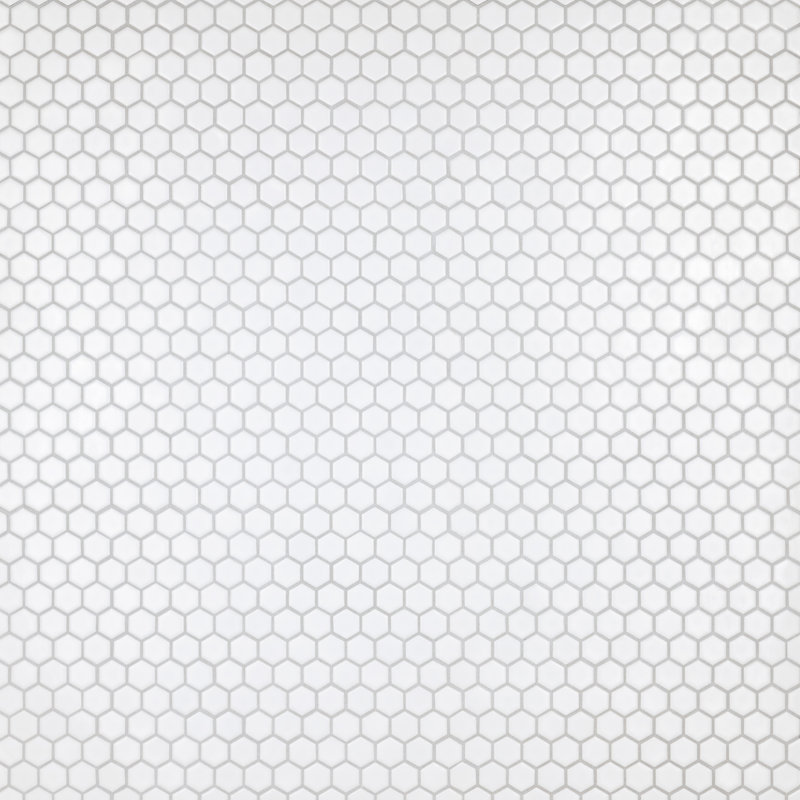 Hudson 1" x 1" Porcelain Honeycomb Mosaic Wall & Floor Tile, Matte White