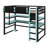 Modern Elevated Bed with Dedicated Workspace, Vertical Side Storage, Comprehensive Bookcase Shelving, and Adjustable RGB Illumination-896613106
