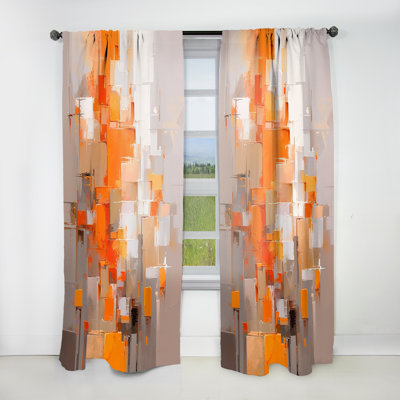 Rideaux modernes orange foncé et brun - Rideaux modernes - Velours obscurcissant - 1 panneau