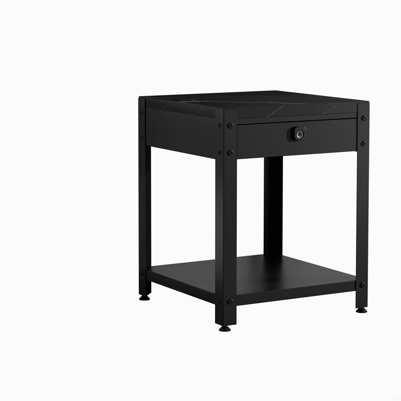 Square Double-Layer Coffee Table With Hidden Compartment And Fingerprint Lock