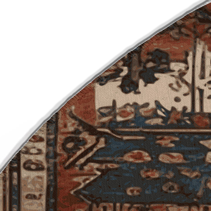 Turkish Black Indoor and Outdoor Area Rug, Round 5'