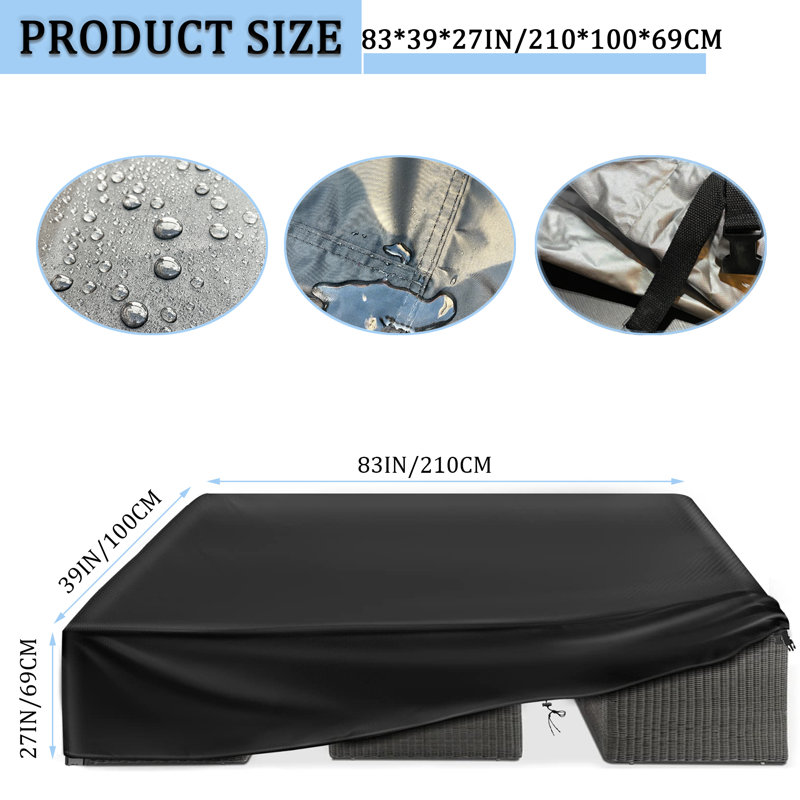 Patio Cover Outdoor Furniture Covers Waterproof Durable Patio Cover For Outdoor Furniture Protection, 27" H x 83" W x 39" D