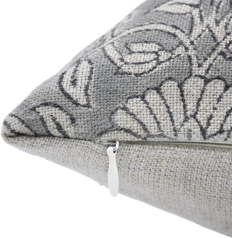 Housse de coussin en lin faite à la main à imprimé bloc Ulta Kamal, accent bohème moderne - 22 x 22 po, 22 po x 22 po