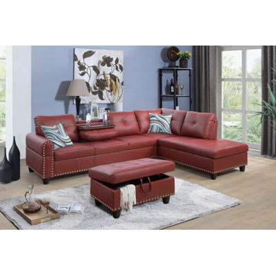 Adebisi Faux Leather L-Shaped Sectional