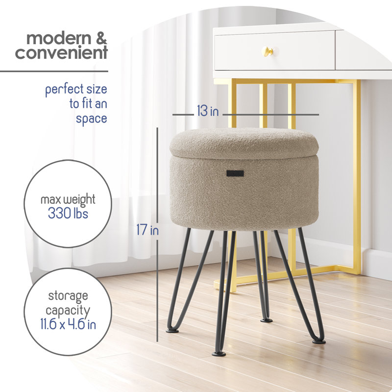 Table d'appoint moderne avec rangement, Noir, Boucle beige 