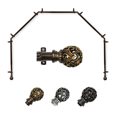 Hardaway 5-Sided Bay Window Curtain Single Rod