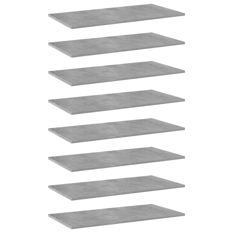 Bookshelf Boards 8 pcs Engineered Wood, Gray, (8 Shelves) 0.6" H x 31.5" W x 15.7" D