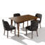 Ensemble de salle à manger 5 pièces à plateau rectangulaire en bois aggloméré avec sièges revêtus de tissu noir 4-1509940304