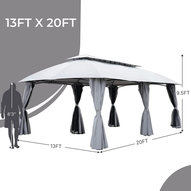 20 pi L 13 pi. D Pavillon de jardin en métal