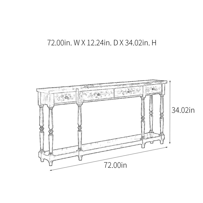 Rural Classical Painted Console Table, Blue, Brown