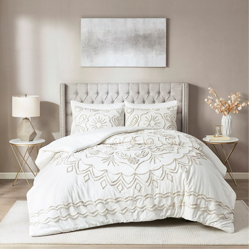 Housse de couette en coton 3 pièces - double / grand, lavable à la machine, double / grand