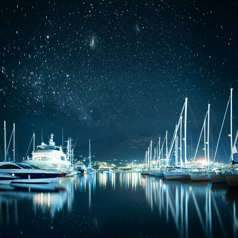 Marina de nuit par Piskunov, H 20 po x l 20 po