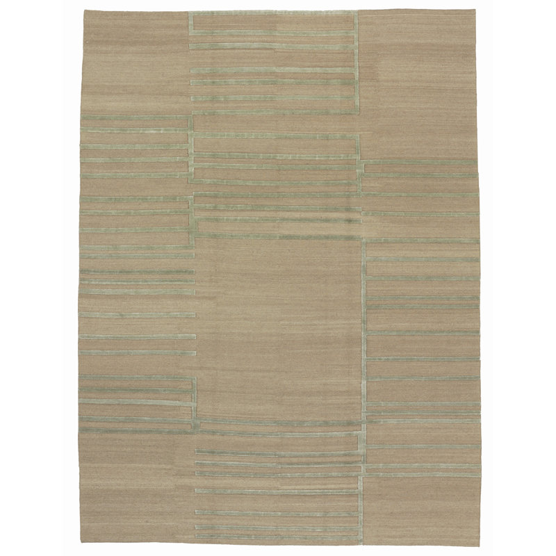 Pangden Bars Hand-Knotted Area Rug in Sandstone, Rectangle 6' x 9'