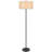 Avira 61 Inch Floor Lamp, String Pattern White Fabric Shade, Black Metal-125317828