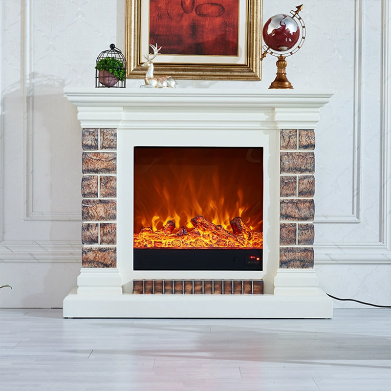 Foyer électrique blanc en bois massif
