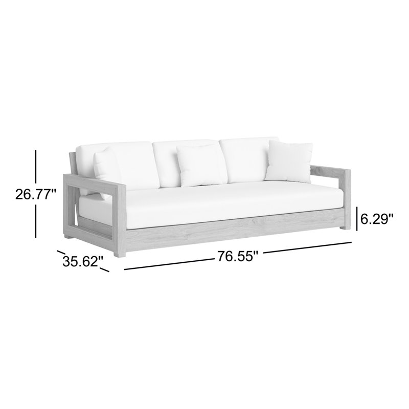 Montford Teak Patio Sofa with Cushions, Brown Melrose
