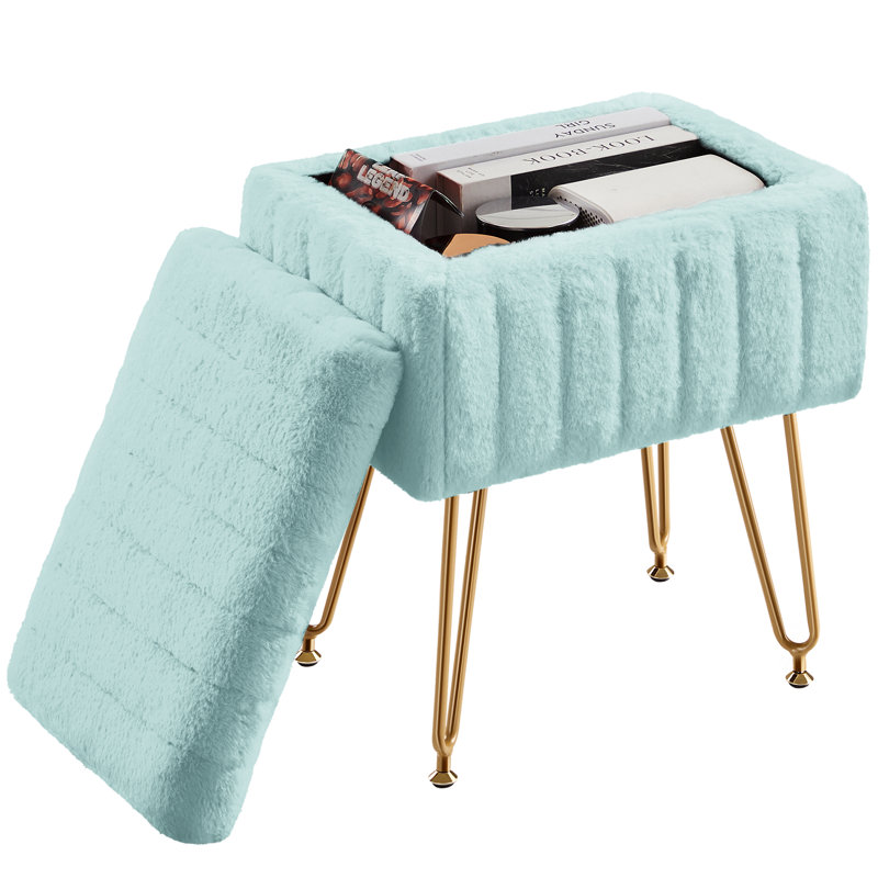 Tabouret de coiffeuse moderne avec 4 pieds en métal et rangement, repose-pieds multi-usage pour chambre de maquillage