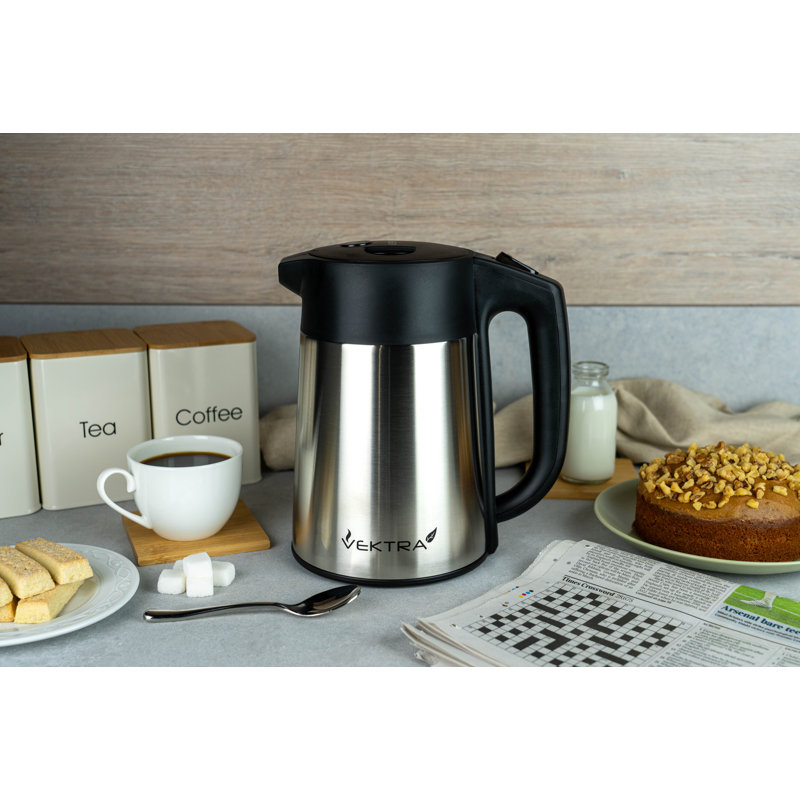 Vacuum Insulated Electric Kettles Insulated Eco Friendly Easy Pour Kettle, 1.5 Litre, Stainless Steel
