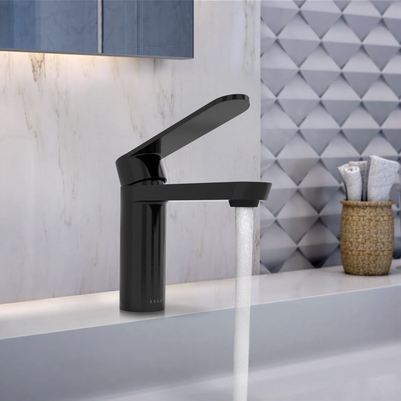 Lulani Yasawa Single Hole Bathroom Faucet with Drain Assembly, Steel Black