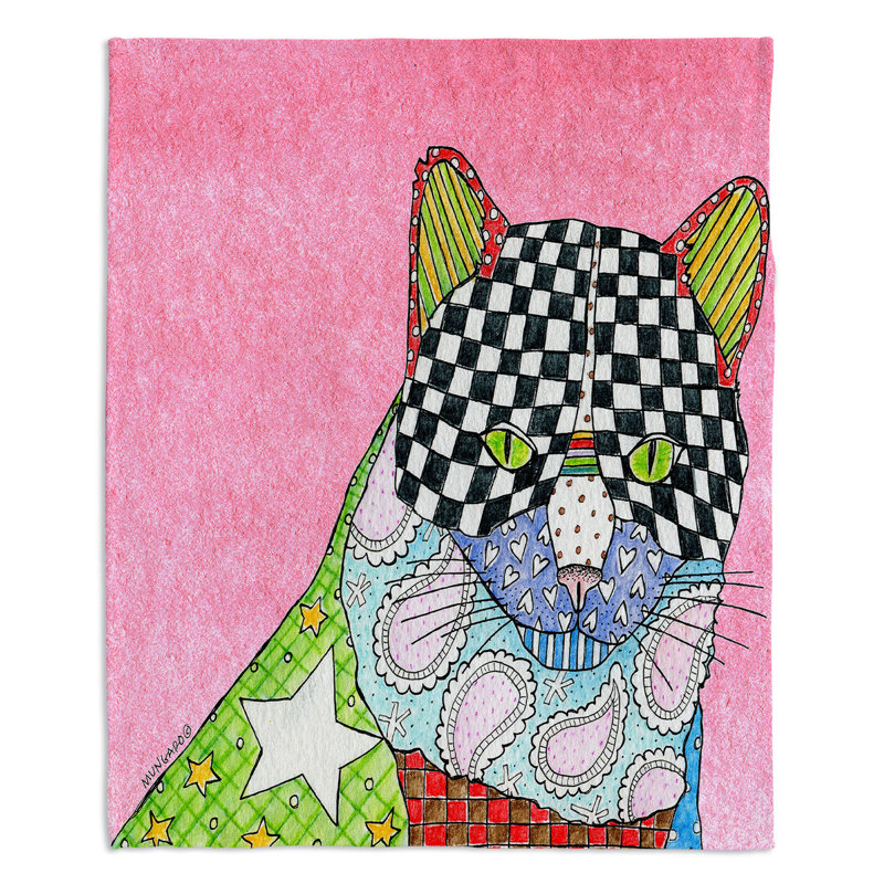  Couverture chat melon d'eau, 68 po x 80 po, Rose clair