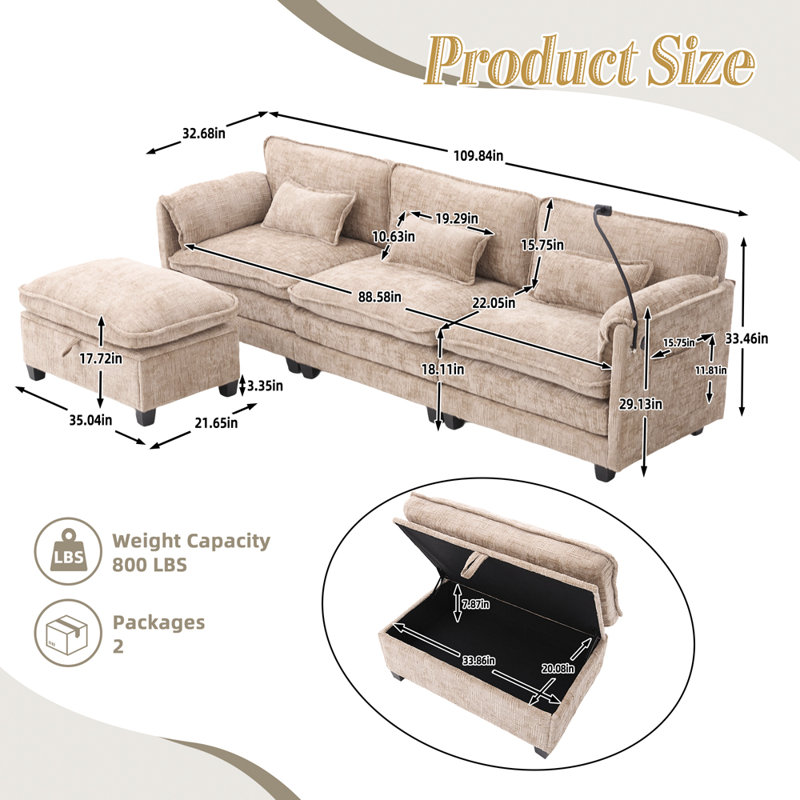 Modern USB Charging Sofa