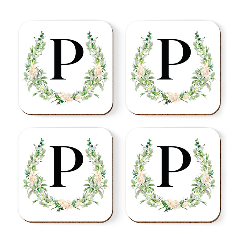 Verre à café sous-verre de jardin monogramme initiale B, P