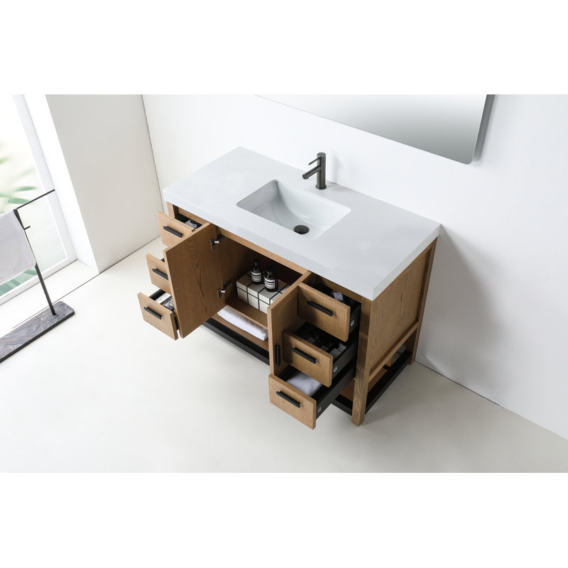 Meuble-lavabo de 48 po Willard Willard, Chêne pacane, Blanc