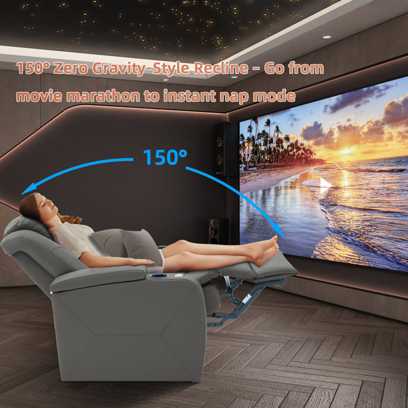 Canapé inclinable en cuir fleur avec accoudoirs à mémoire de forme Zero Gravity