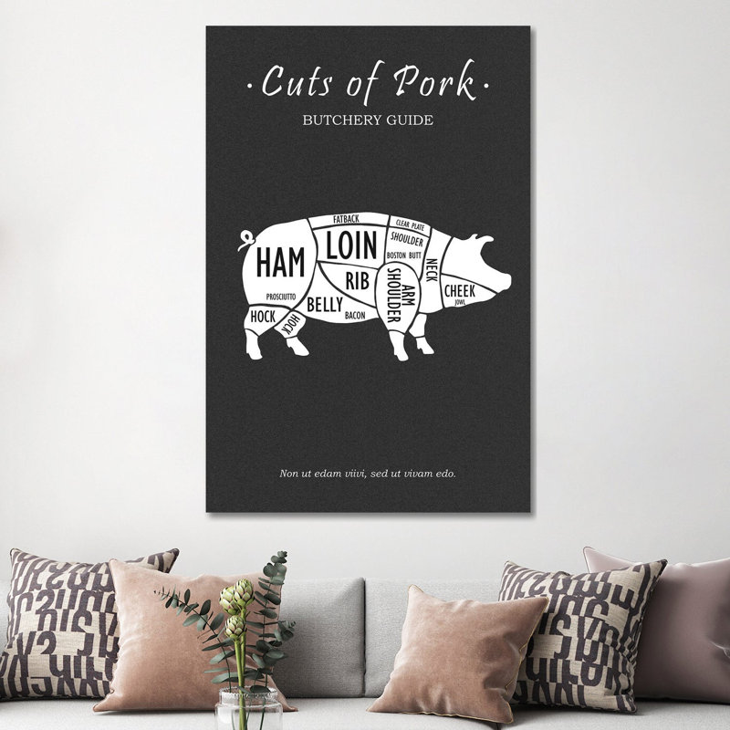 Butchery Pork 1 Piece Wall Art on Canvas, 152.4cm H x 101.6cm W x 3.81cm D, Wrapped Canvas