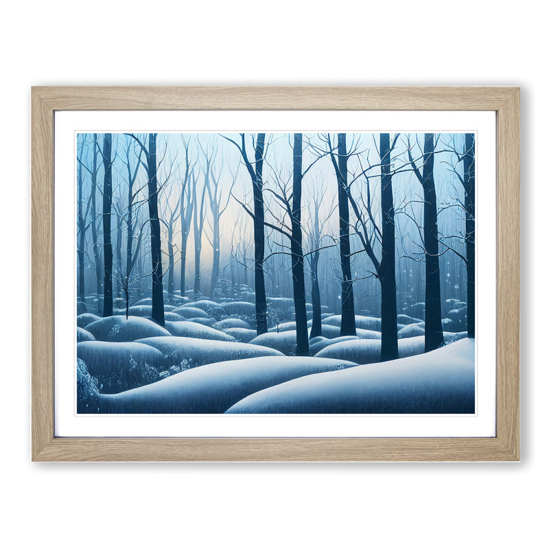 Joyful Winter Forest - Framed Print, 25cm H x 34cm W x 2cm D, Oak