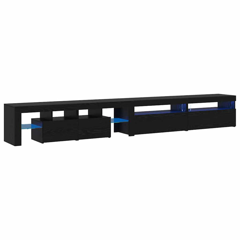 TV Cabinets 3 Pcs Black Oak Engineered Wood, 40cm H x 290cm L x 36.5cm W