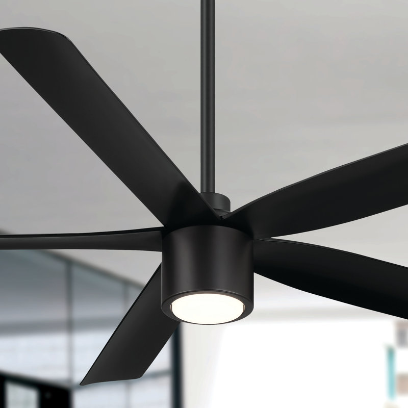 Ventilateur de plafond 5 pales avec télécommande et lumière à intensité variable RAVian, 60", Noir mat