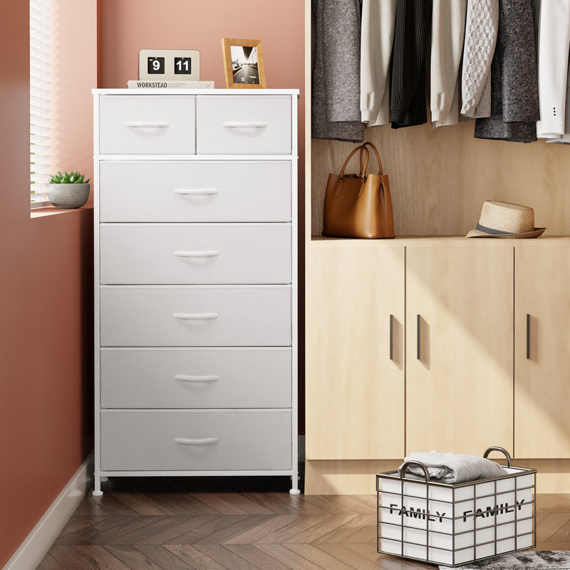 23.22" W 7-Drawer Dresser, White, White
