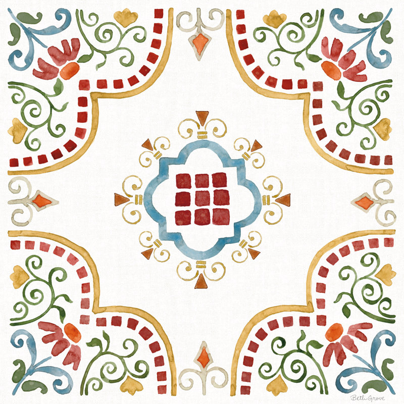 Mediterranean Motif II by Beth Grove - Wrapped Canvas Painting, 30cm H x 30cm W