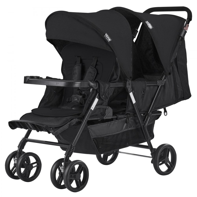 Poussette double pliable légère, Noir