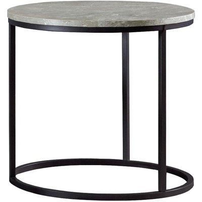 Lainey Round Faux Marble Side End Table Grey