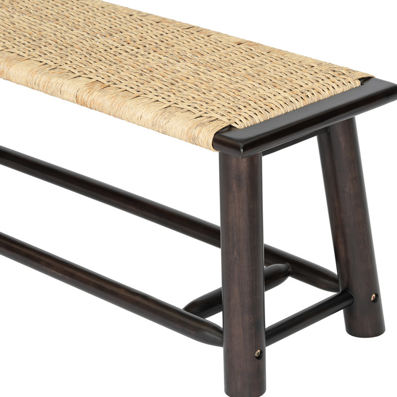 59 - Inch Multi Functional Solid Wood Bench, Walnut Finish, Ideal For Covered Outdoor And Indoor Dining Bench With Adaptable To Airy Living Spaces Screened Porches