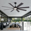 Ventilateur de plafond de 70 pouces avec télécommande, 8 pales de ventilateur double face en composite de bois massif, 6 vitesses, rotation bidirectionnelle, 3 CCT, éclairage à intensité variable, convient aux grands espaces