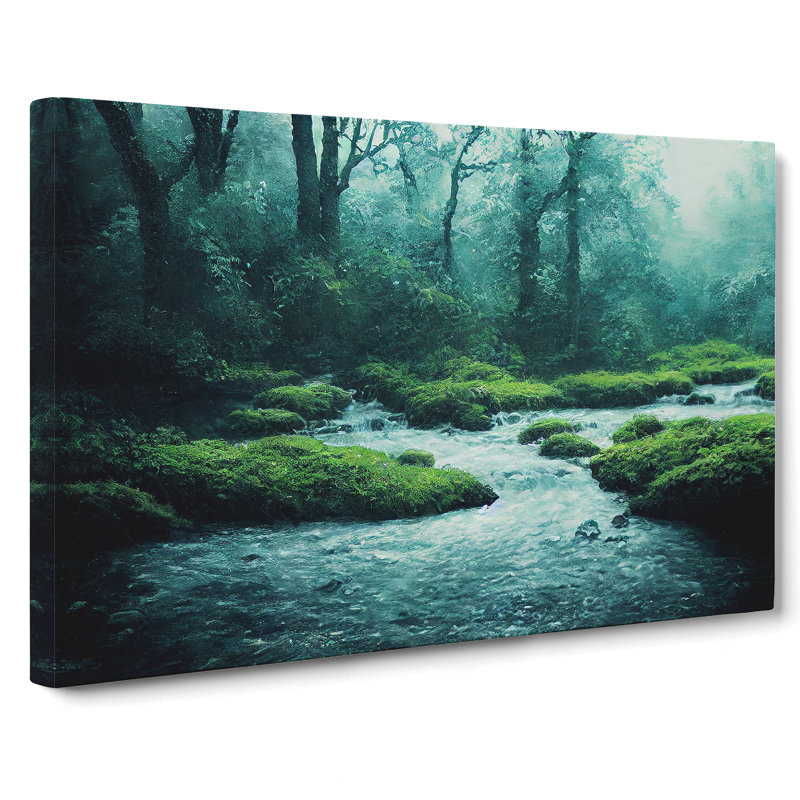 Breathtaking Forest Stream - Wrapped Canvas, 50cm H x 76cm W x 3cm D