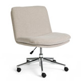 Martha Stewart Eloise Upholstered Swivel Home Office Chair With Wide Seat