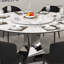 59" Round Sintered Stone Dining Table + 8 PU Leather Chairs Set – Marble-Look Kitchen Table with Stainless Steel Titanium Base, Scratch & Heat Resistant Surface, Modern Dining Set for 6-8 People