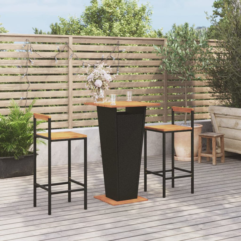 Bar Set with Stools, Black