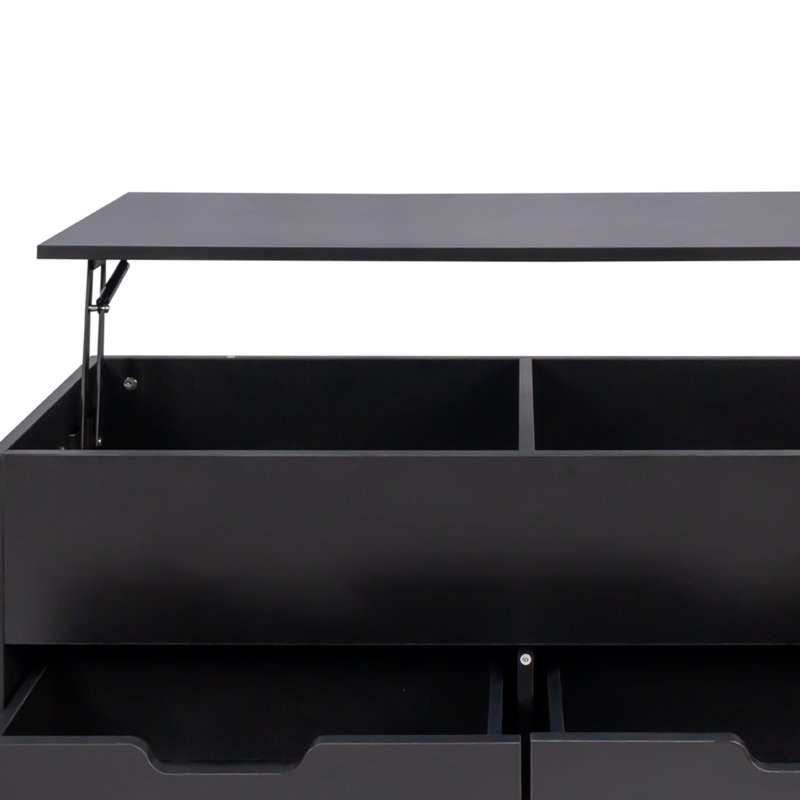 SHCA  Black Lift Top Extendable Coffee Table With Storage