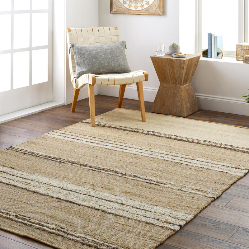 Striped Indoor Rug, Rectangle 6' x 9', Tan