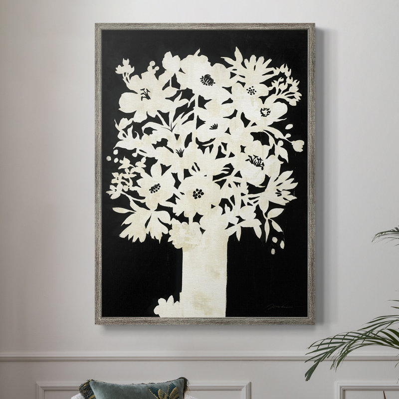 Reproduction encadrée de silhouette florale - bois massif