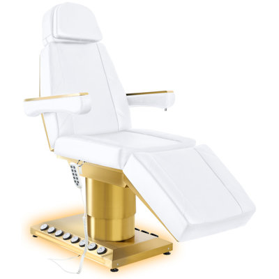 4-Motor Electric Massage Table - Electric Massage Bed with Exquisite Light Luxury Design,Facial & SPA Chair Includes Four Adjustment Modes & Heating Function,White