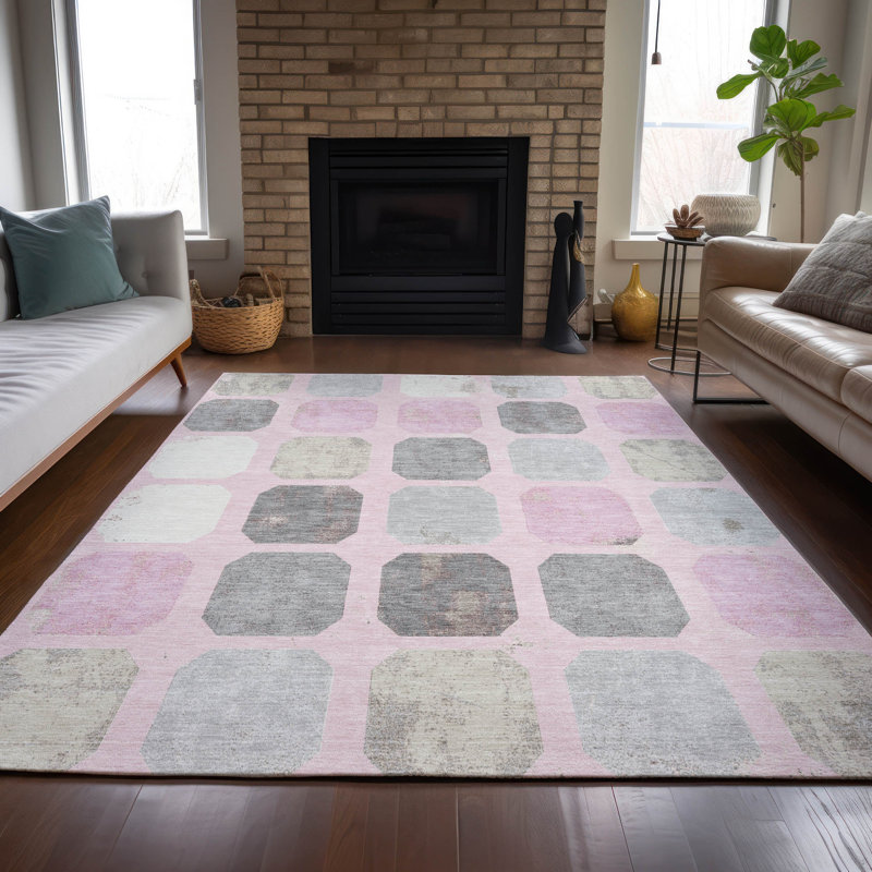 Tapis géométrique intérieur / extérieur lavable à la machine Chantille ACN2182, Rectangle 5 pi x 7 pi 6 po