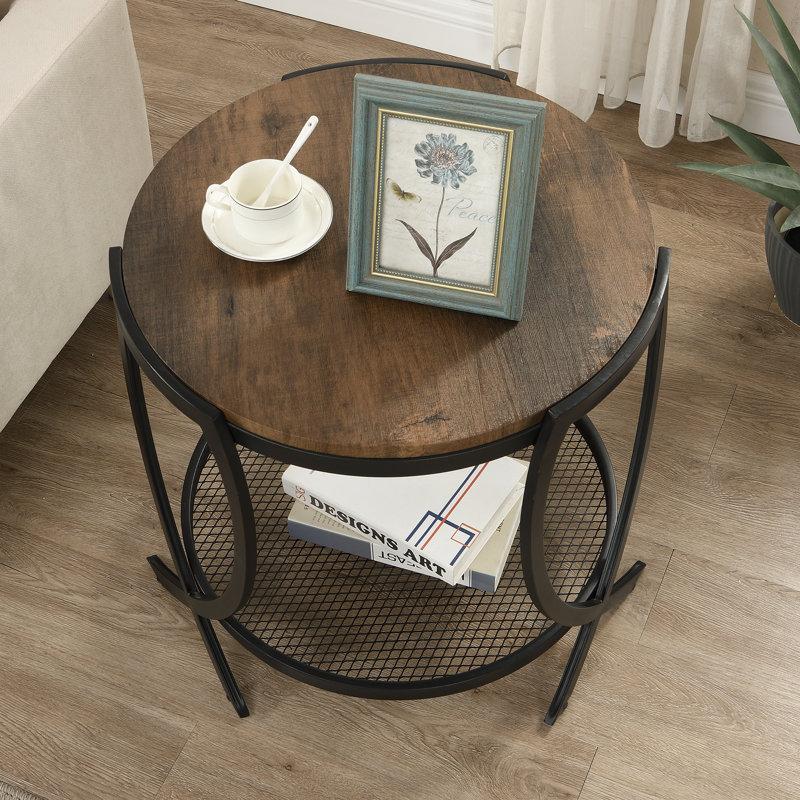 Aumiller Side Table with Storage, Black, Rustic Brown