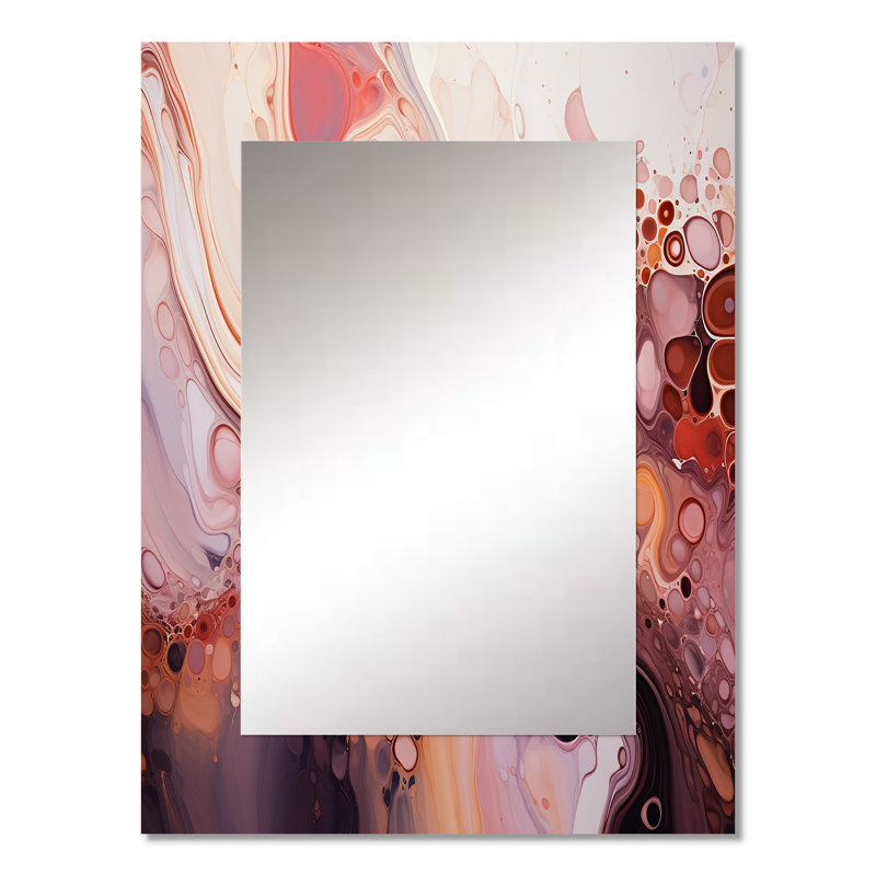 «Rose», encre liquide abstraite galaxies II - miroir à encre liquide, miroir mural décoratif moderne, impression sur métal