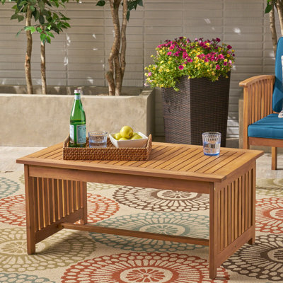40" Deep X 24" Wide 18.52" High Brown Patina And Antique Bronze Wood Coffee Table For Outdoor Area D W H In Finish